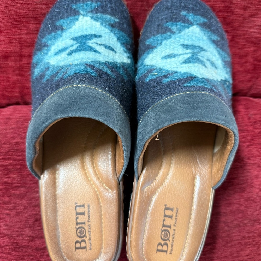 Women's Blue Aztec Clogs - Picture 3 of 5